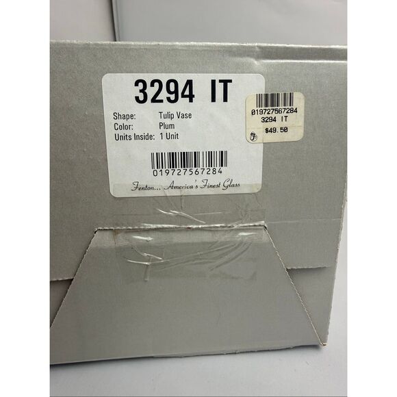 Fenton Opalescent Plum Tulip-Jack in the Pulpit Vase with Box - Picture 4 of 8